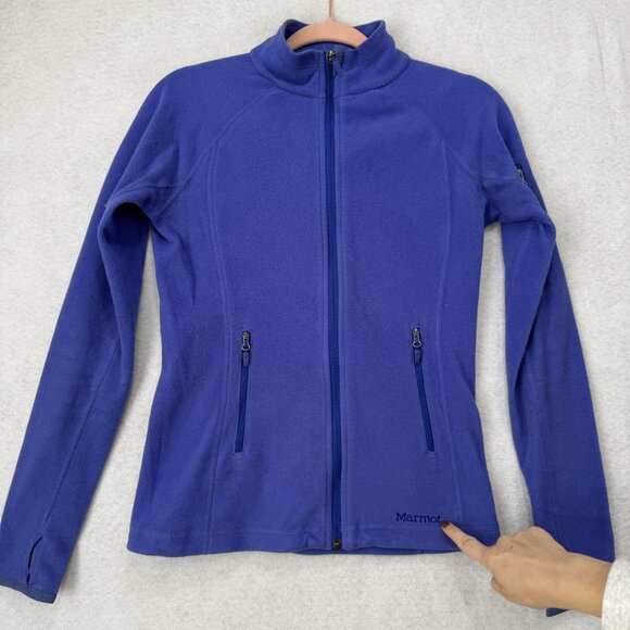 Marmot Jacket Womens XS Purple Polartec Fleece Full Zip Pockets Outdoor D8290 - Picture 7 of 15